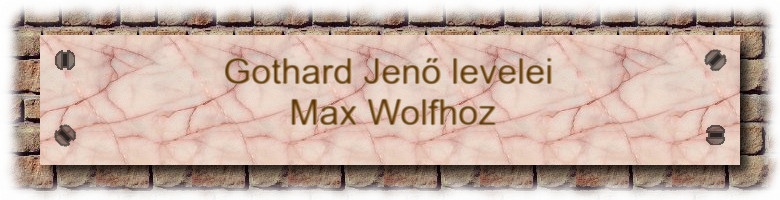 GOTHARD JENŐ LEVELEI MAX WOLFHOZ